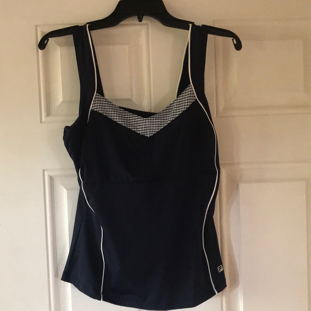 Navy Blue & white Fila Top